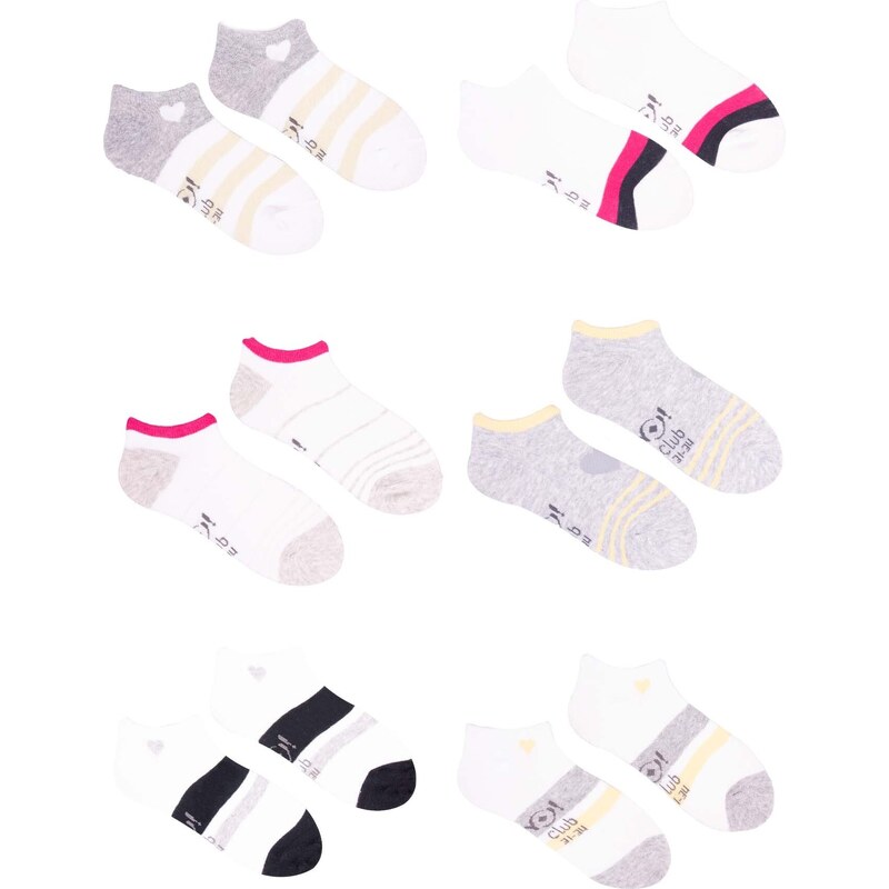 Yoclub Kids's Girls' Ankle Cotton Socks Patterns Colours 6-pack SKS-0008G-AA00-002