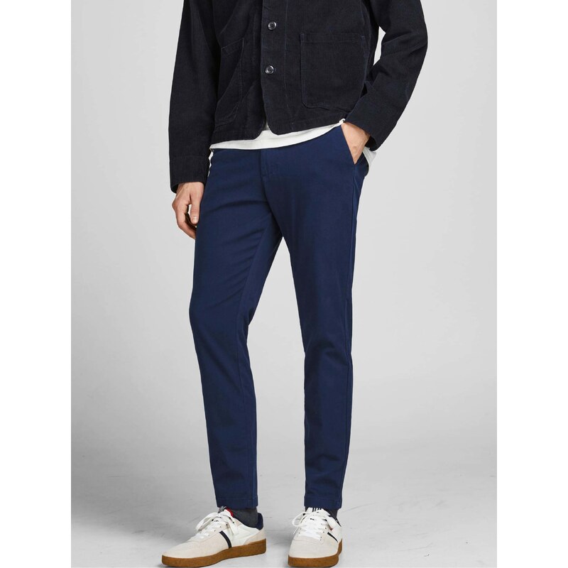 Tmavě modré slim fit kalhoty Jack & Jones Stollie - Pánské