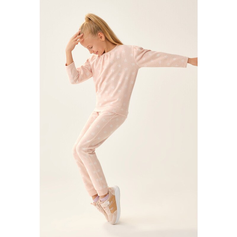 Dagi Pink Star Patterned Sweatshirt