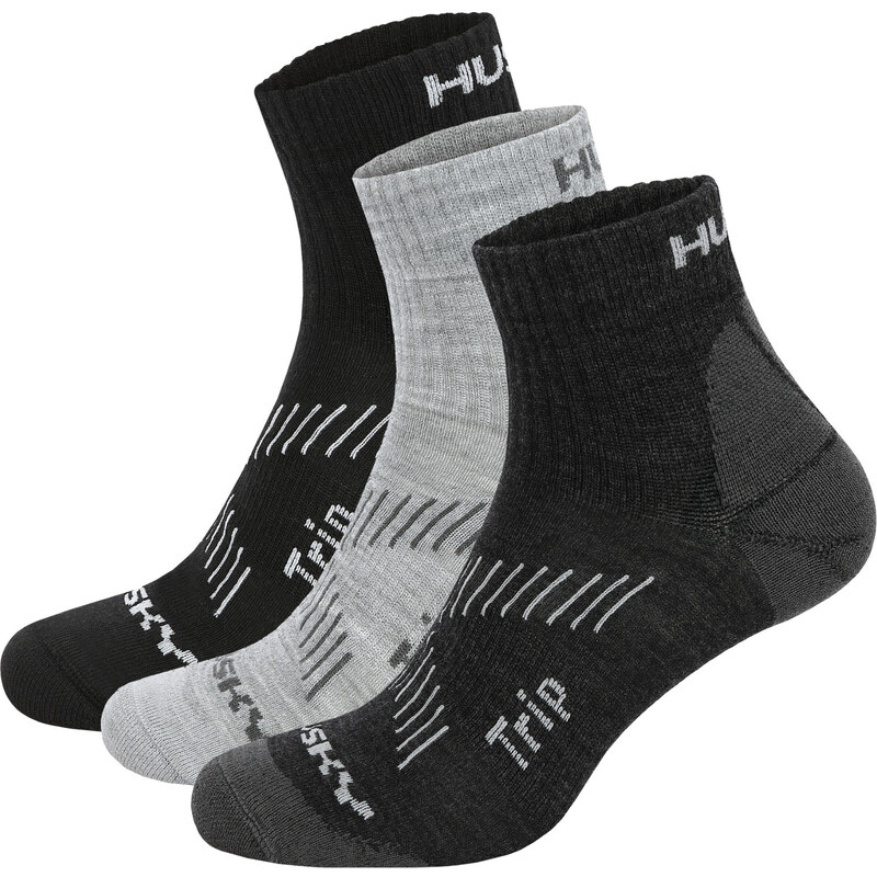 Ponožky Trip 3pack HUSKY černá/sv. šedá/tm. šedá