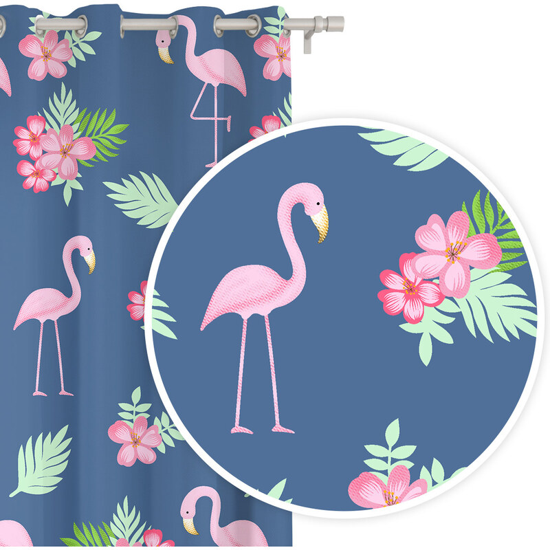 Edoti Curtain in flamingos 140x250 A499