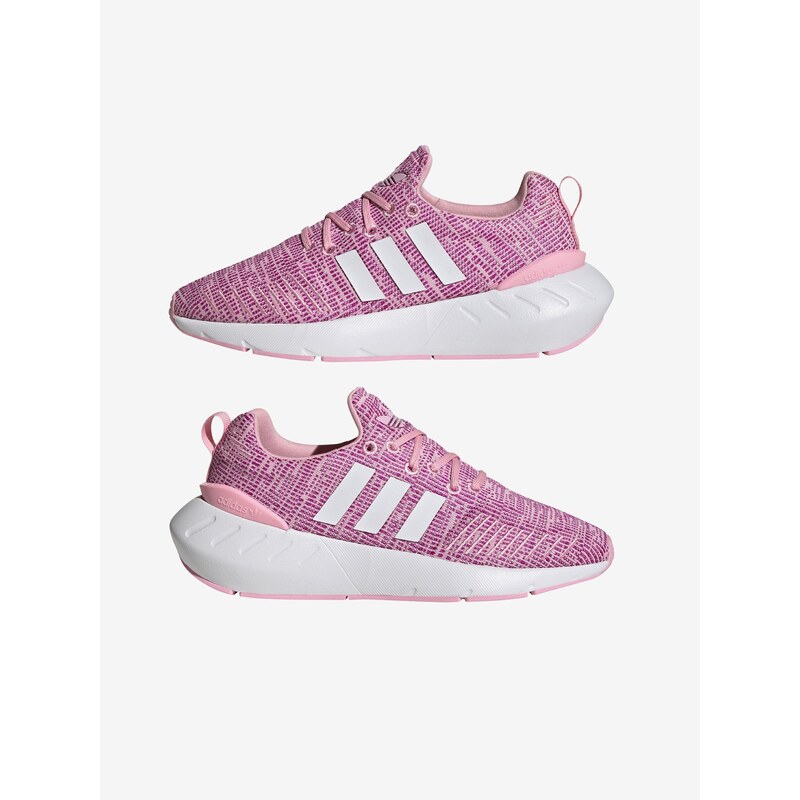 Růžové holčičí žíhané boty adidas Originals Swift Run 22 - Holky
