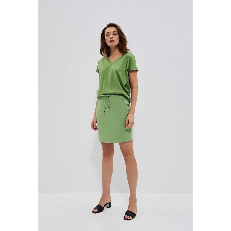Moodo Hladká sukně s kapsami - zelená