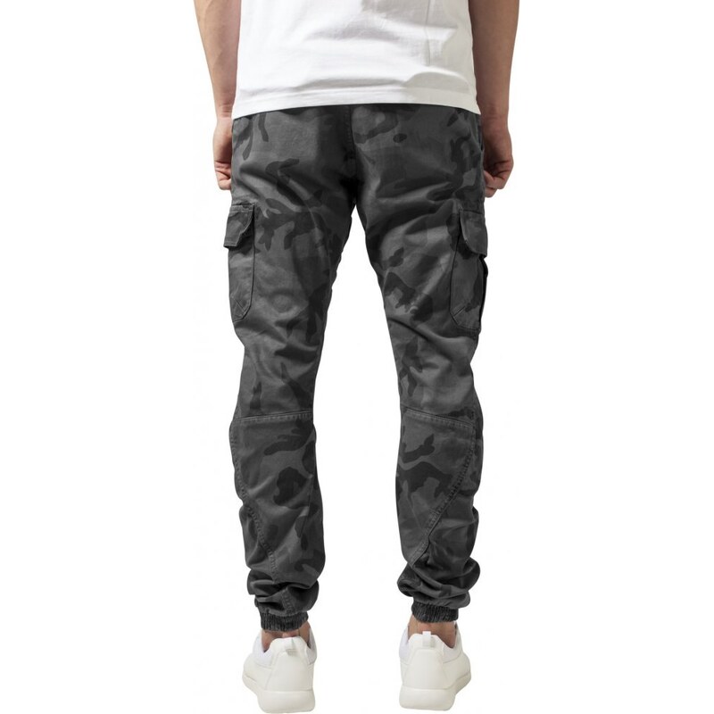 Šedé maskáčové pánské kalhoty Urban Classics Cargo Jogging camo