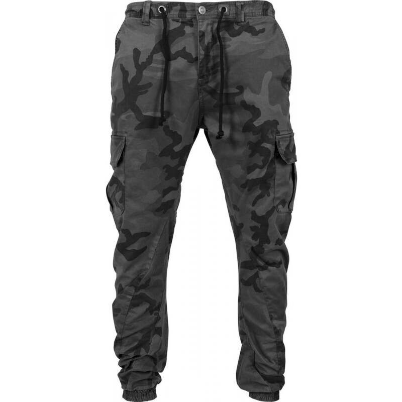 Maskáčové pánské kalhoty Urban Classics Cargo Jogging - šedé camo