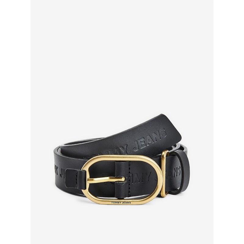 Tommy Hilfiger Černá dámský kožený pásek Tommy Jeans Logo Fashion Belt - Dámské