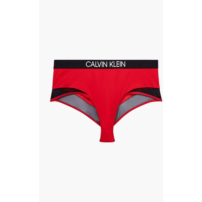 Červený spodní díl plavek High Waist Bikini Calvin Klein Underwear - Dámské