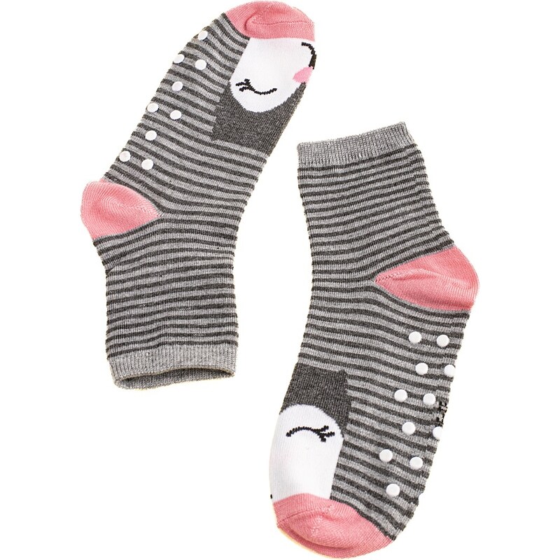 Non-slip girls' socks Shelvt gray penguins
