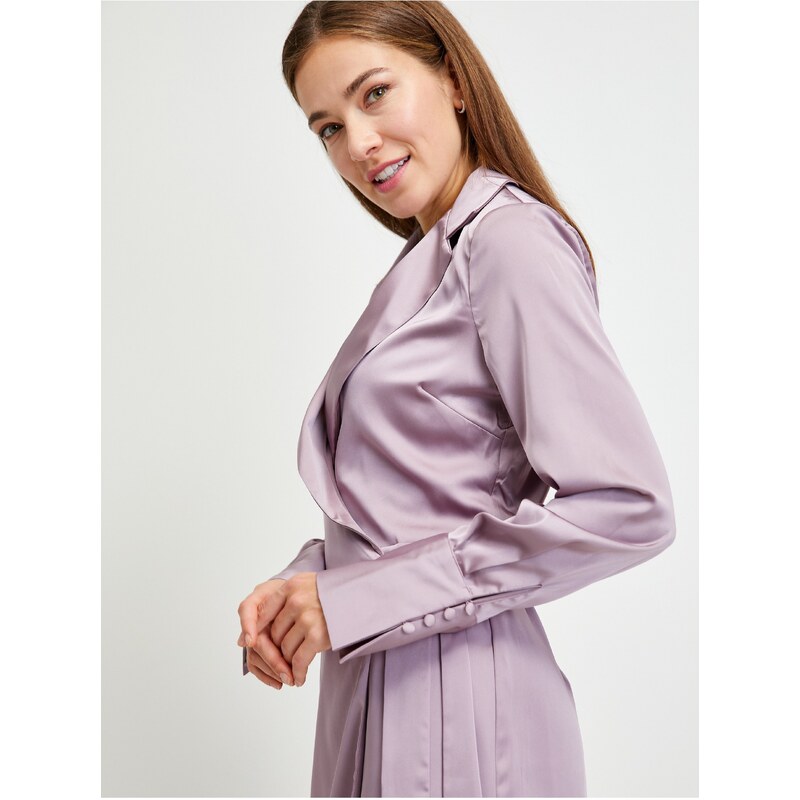 Světle fialové dámské lesklé zavinovací šaty Guess - Dámské