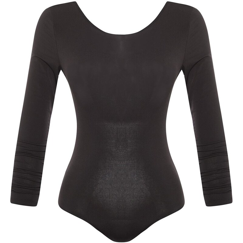 Trendyol Black Decollete Fitted/Situated Flexible Snaps Knitted Body