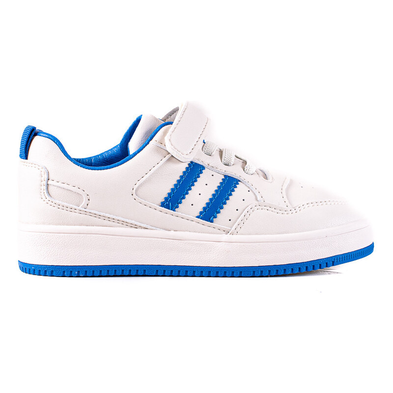 Shelvt children's sneakers made of eco leather white and blue