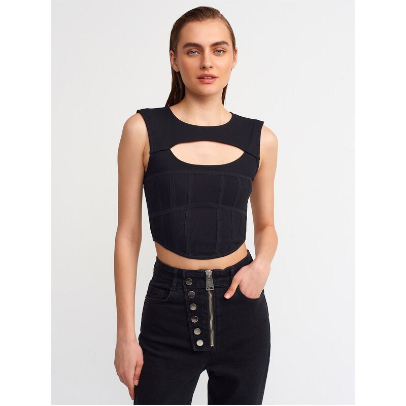 Dilvin 30106 Window Corset Top-black