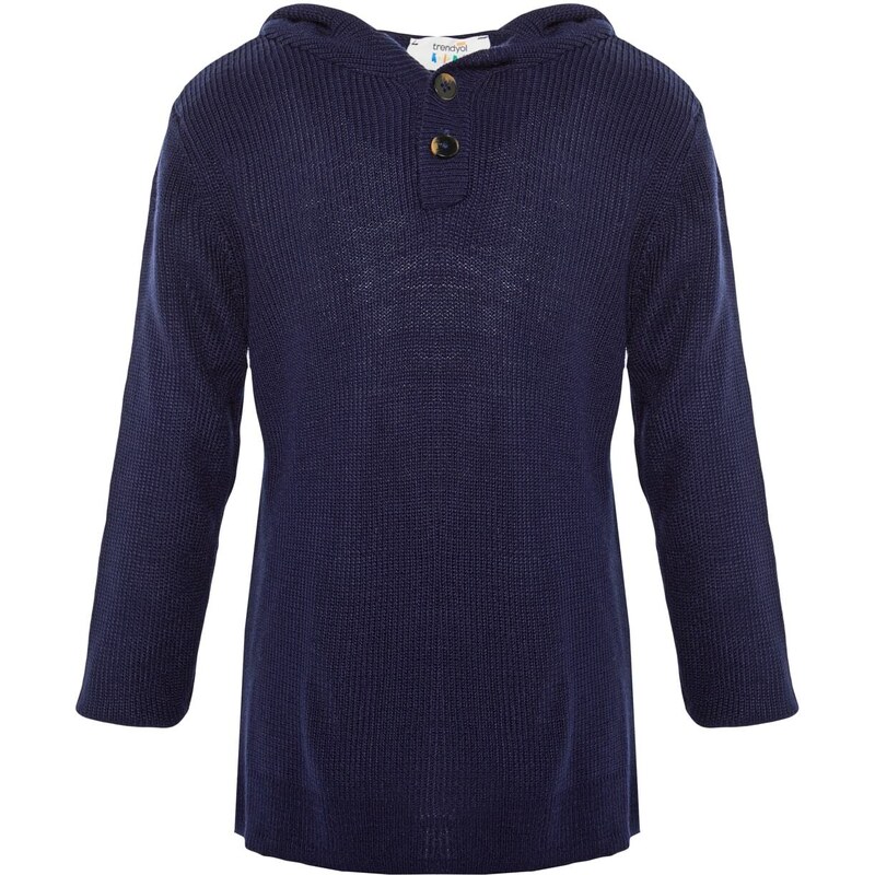 Trendyol Navy Blue Hooded Boy Knitwear Sweater