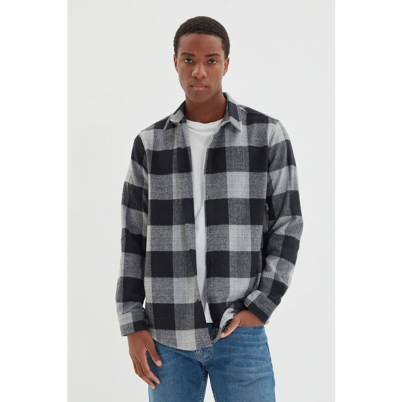 Trendyol Indigo Slim Fit Shirt Collar Lumberjack Plaid Shirt