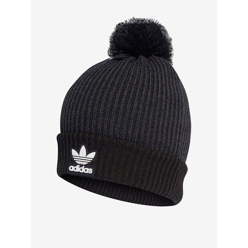 Černo-šedá dámská čepice adidas Originals Pom Beanie - Dámské