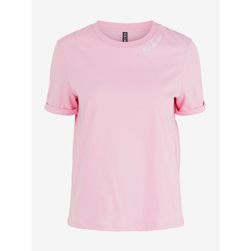 Růžové tričko s nápisem Pieces Velune - Dámské