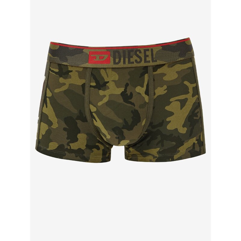 Zelené pánské maskáčové boxerky Diesel Damien - Pánské