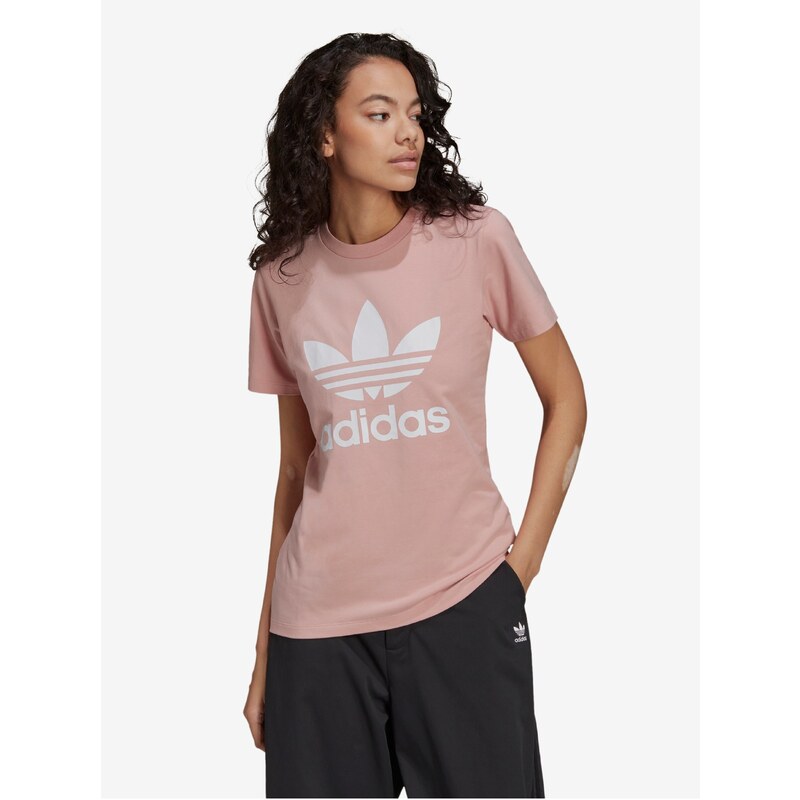 Starorůžové dámské tričko adidas Originals - Dámské