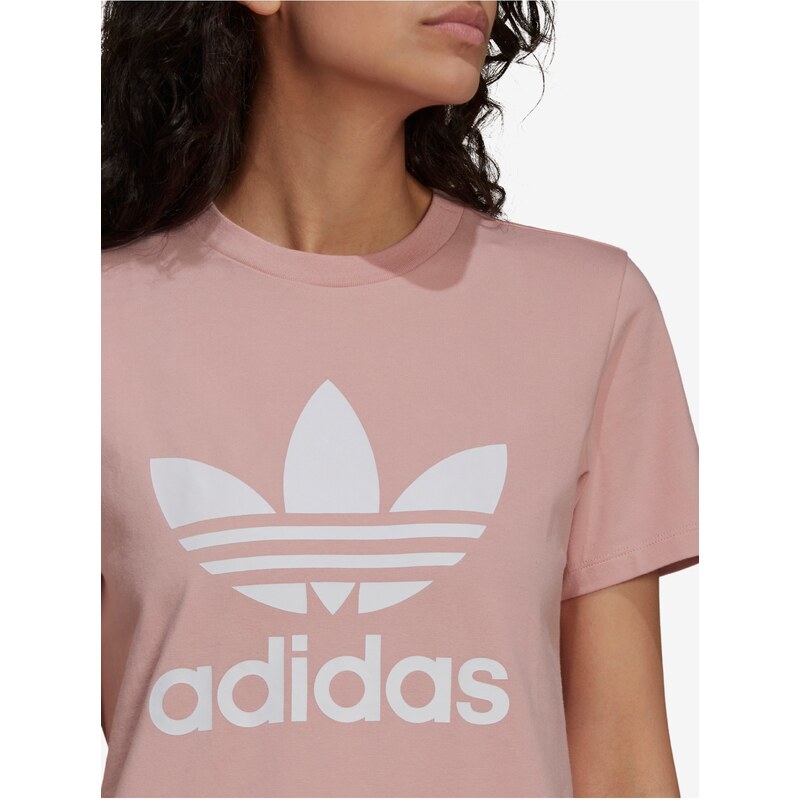 Starorůžové dámské tričko adidas Originals - Dámské