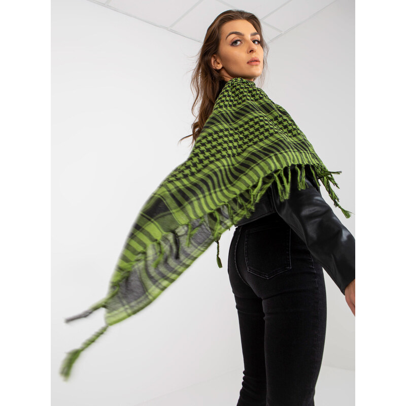 Fashionhunters Zeleno-černý kostkovaný šátek
