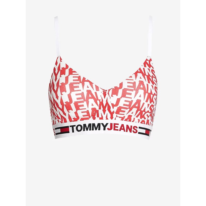 Tommy Hilfiger Červeno-bílá dámská vzorovaná podprsenka Tommy Jeans - Dámské