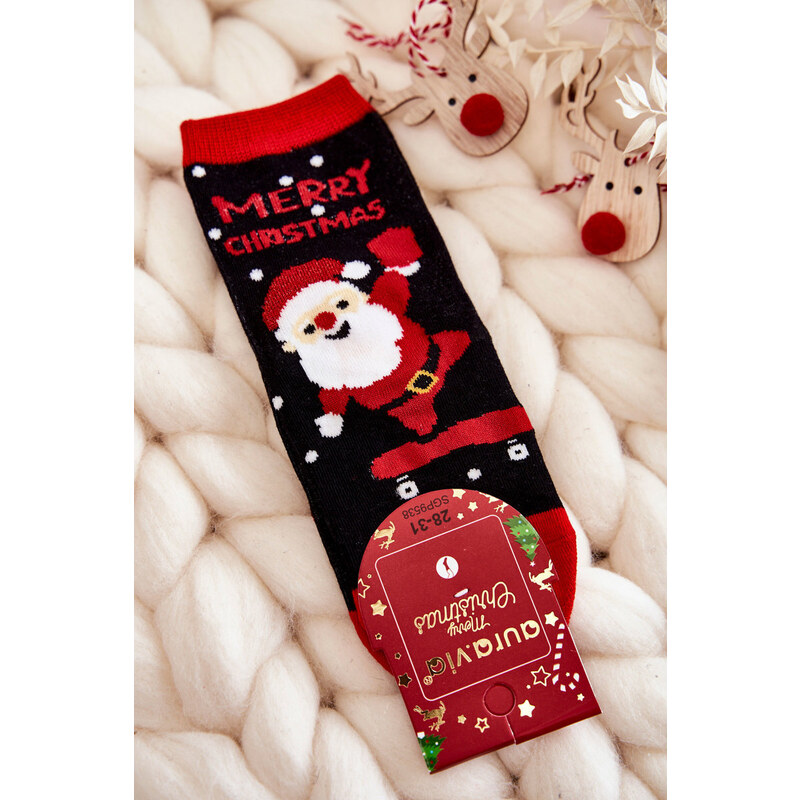 Kesi Dětské ponožky "Merry Christmas" Nicholas Černý a Červený