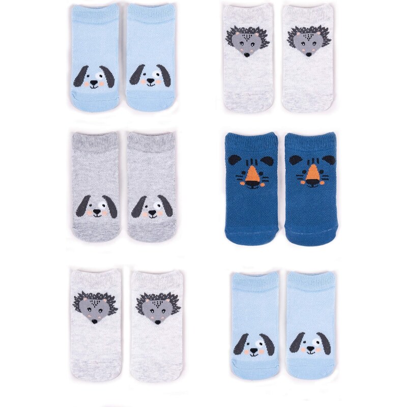 Yoclub Kids's Boys' Ankle Thin Cotton Socks Patterns Colours 6-pack SKS-0072C-AA00