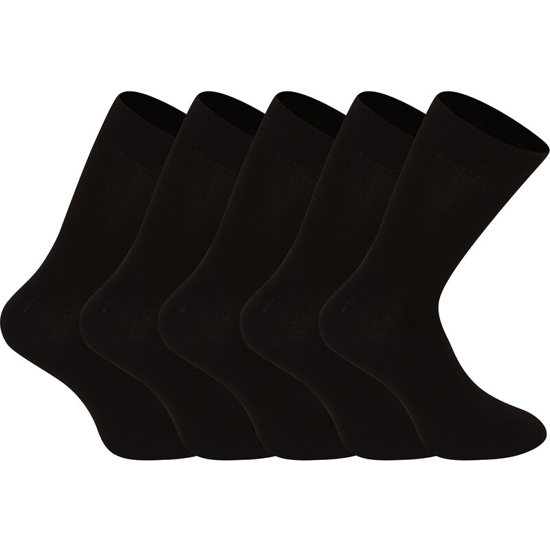 5PACK ponožky Nedeto vysoké bambusové černé