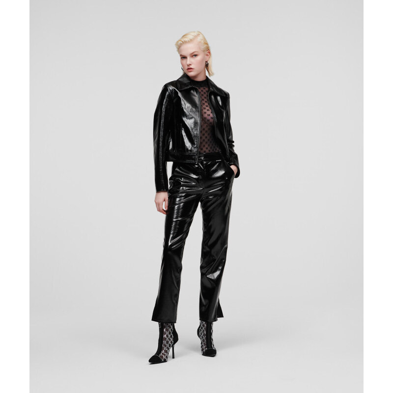 KALHOTY KARL LAGERFELD FAUX PATENT LEATHER PANTS