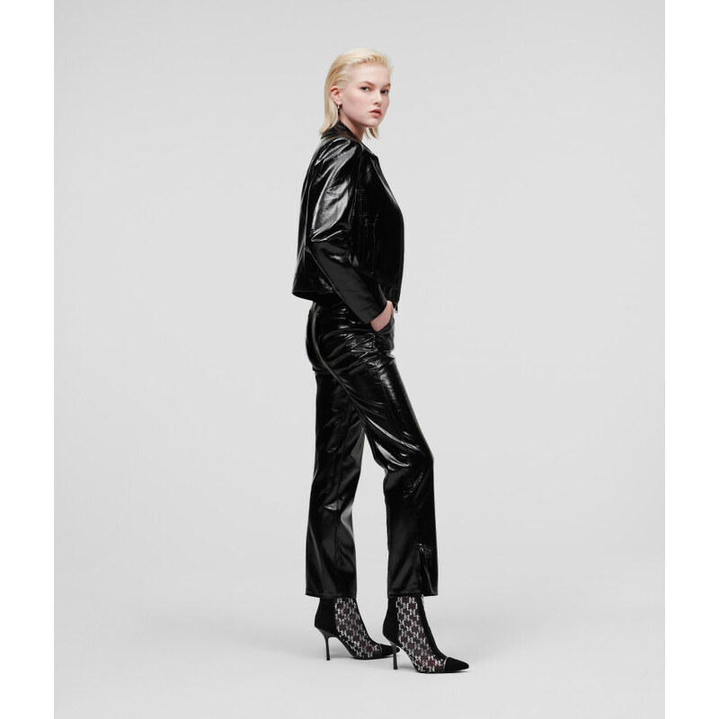 KALHOTY KARL LAGERFELD FAUX PATENT LEATHER PANTS