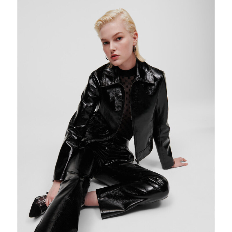 KALHOTY KARL LAGERFELD FAUX PATENT LEATHER PANTS