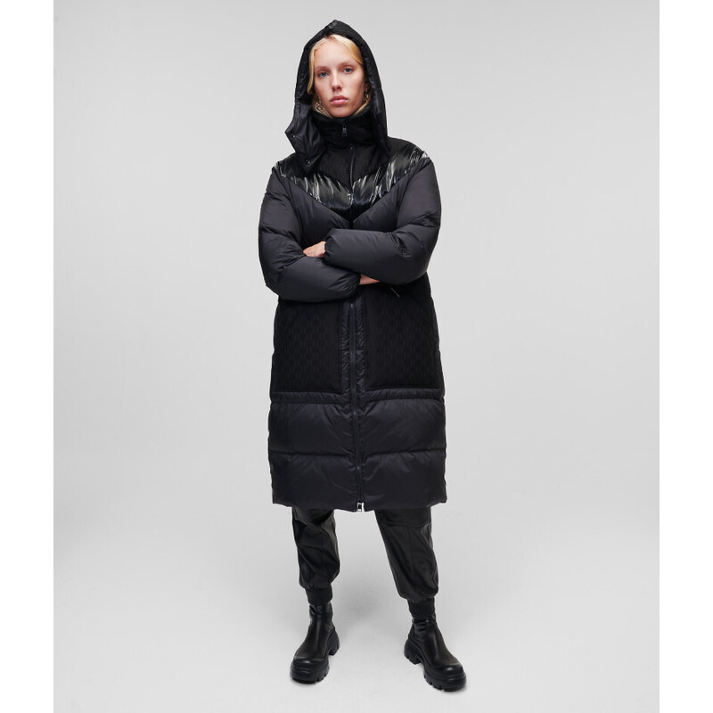 KABÁT KARL LAGERFELD LONG DOWN COAT W/ MONOGRAM