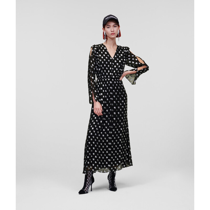 ŠATY KARL LAGERFELD METALLIC MONOGRAM DRESS