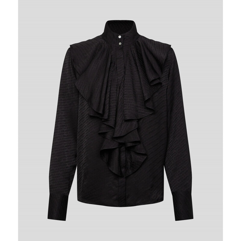 KOŠILE KARL LAGERFELD LOGO JACQUARD RUFFLE SHIRT