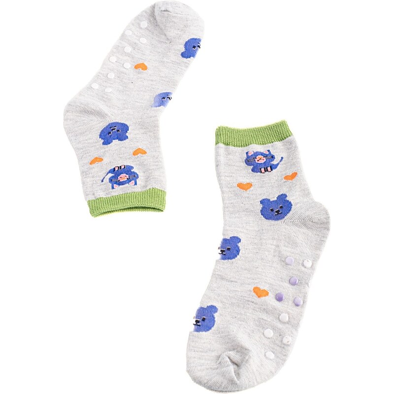 Non-slip Children's Socks Shelvt Gray Bears