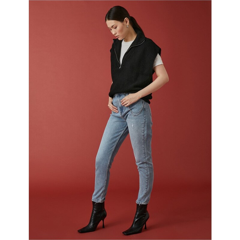Koton Džíny s vysokým pasem a řetízkem - Mom Jeans