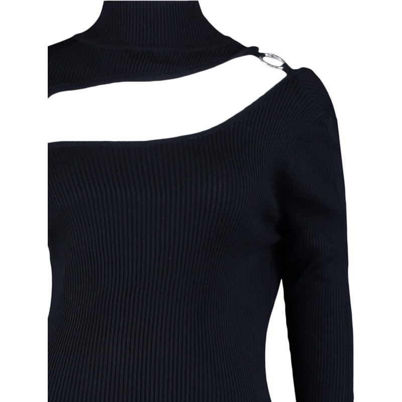 Trendyol Curve Black Detachable Collar Thin Knitwear Sweater