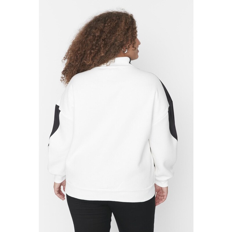 Trendyol Curve Ecru Printed Thick Raised Knitted Sweatshirt