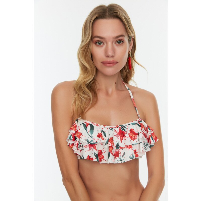 Dámský bikinový top Trendyol Floral Frill