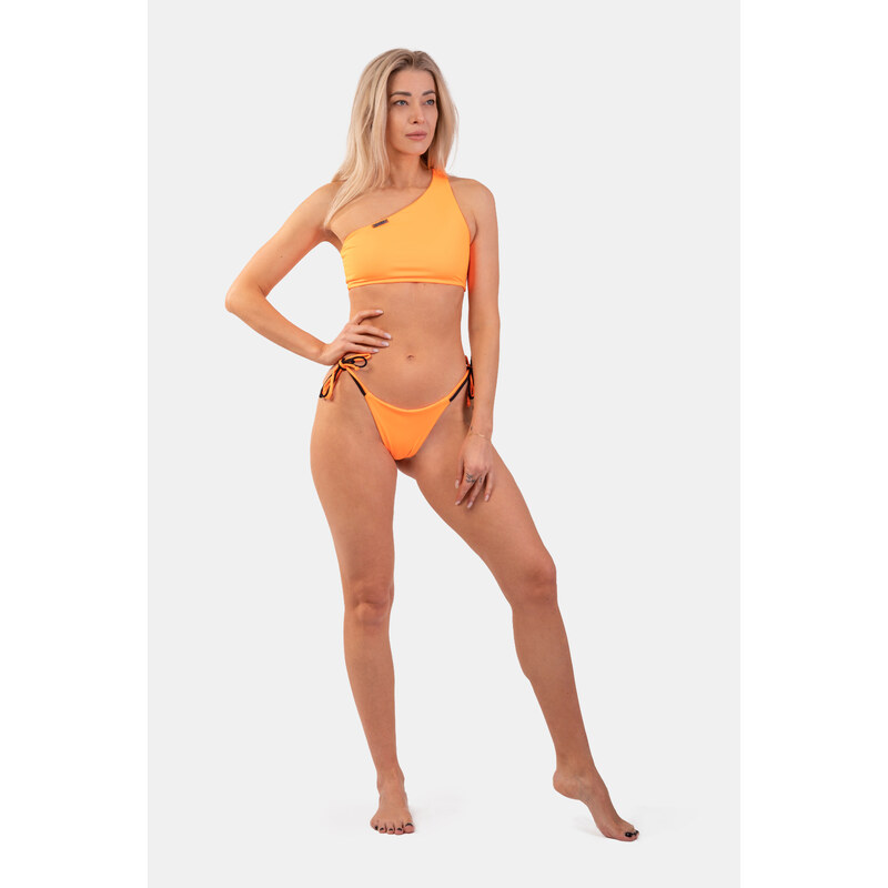 Nebbia One Shoulder Bandeau Bikini Top 449 Orange Neon M