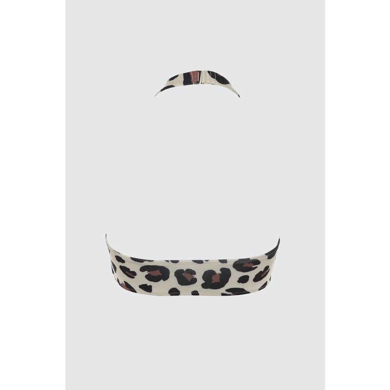 Trendyol Leopardí vzorovaná kravata s detailním horním dílem bikin