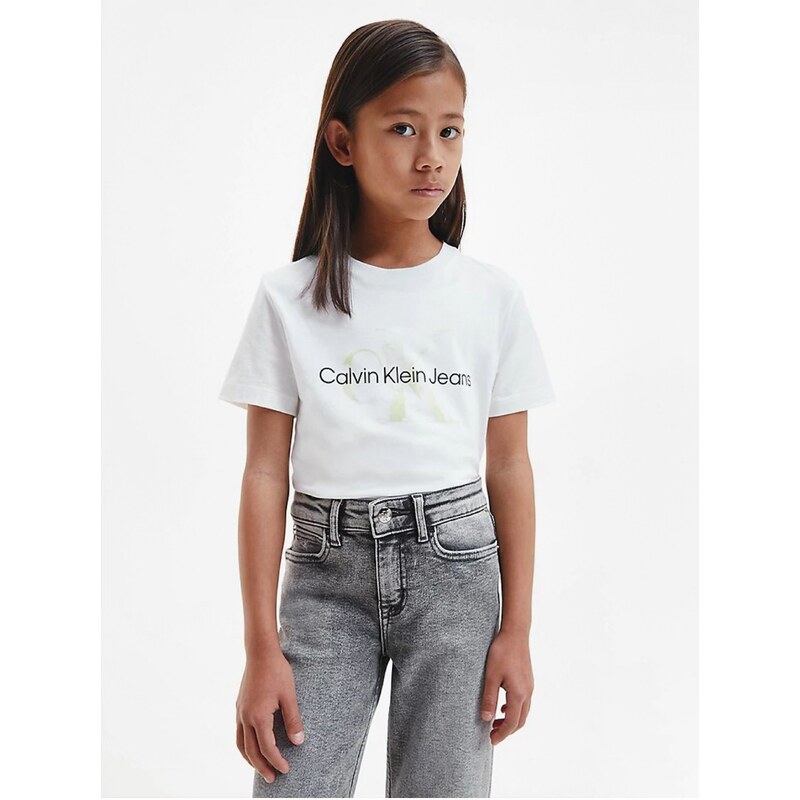 Bílé holčičí tričko Calvin Klein Jeans - Holky
