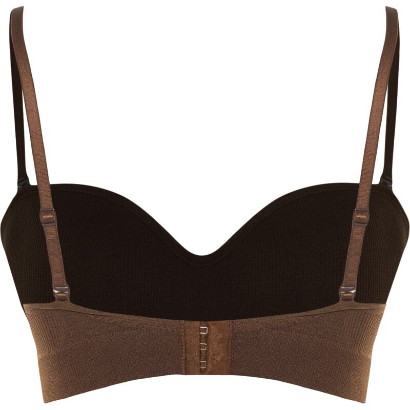 Trendyol Dark Brown Seamless/Seamless Covered Strapless Knitted Bra with Detachable Straps