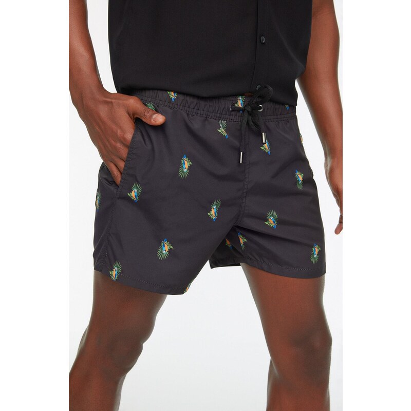 Trendyol Short Black Tropical Swim Shorts