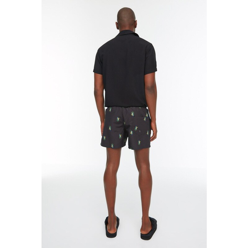 Trendyol Short Black Tropical Swim Shorts