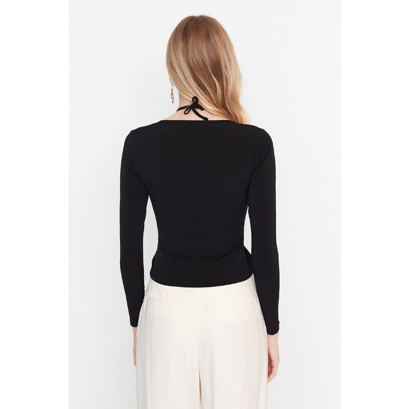 Trendyol Black Slim Barbell Elastic Knitted Blouse