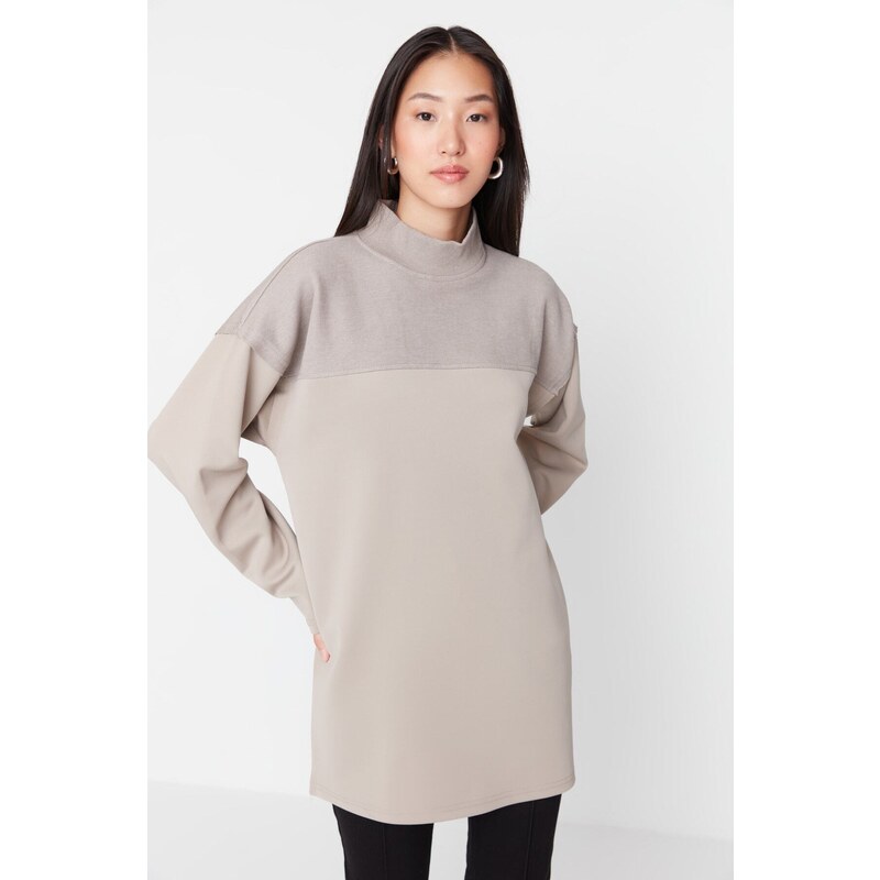 Trendyol Mink Color Blocked Knitted Tunic