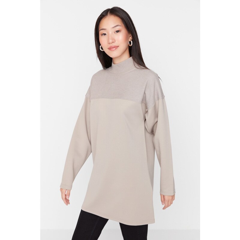 Trendyol Mink Color Blocked Knitted Tunic