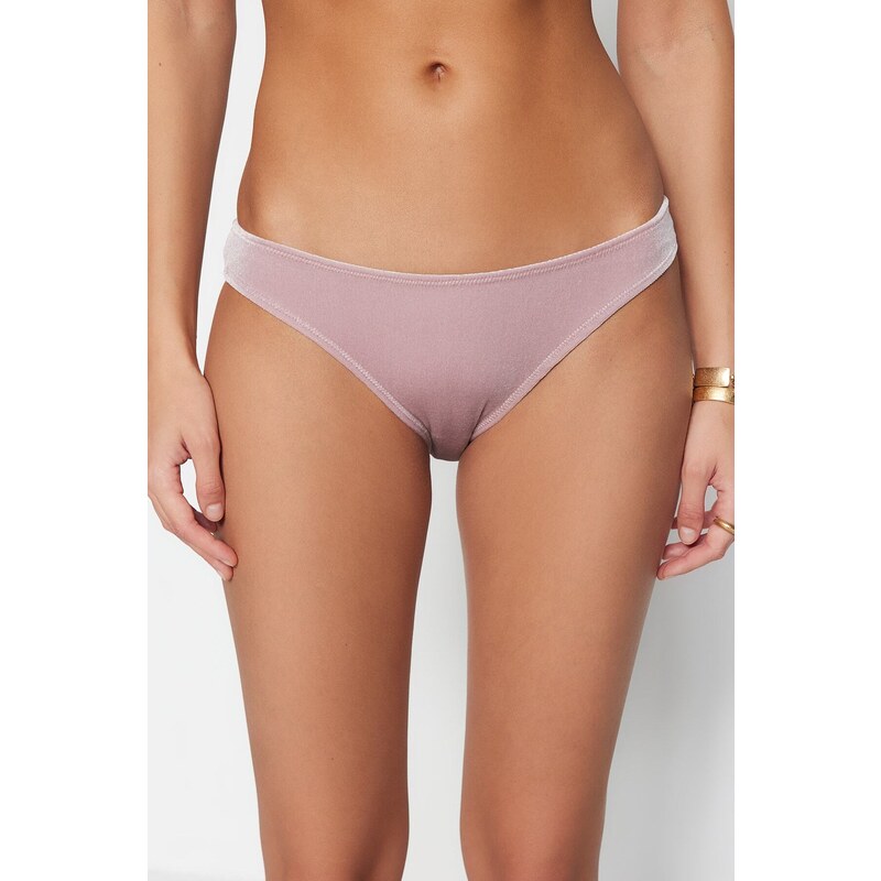 Trendyol Pink Velvet Regular Leg Bikini Bottom