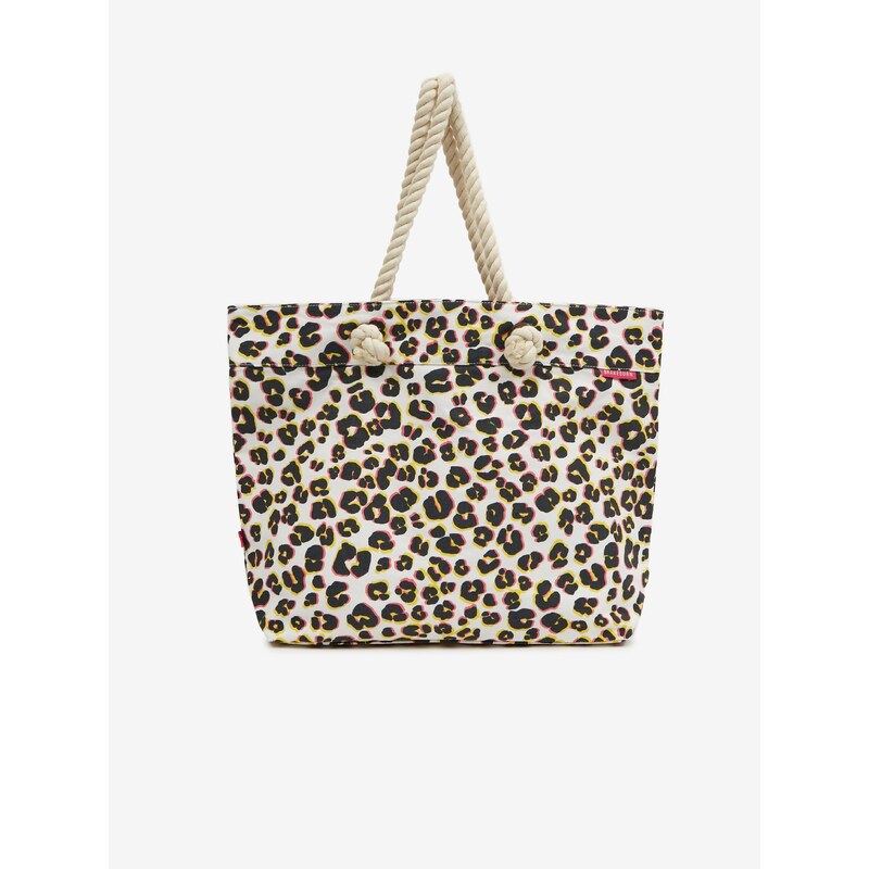 Krémová vzorovaná plážová taška Brakeburn Leopard Spot Beach Bag - Dámské